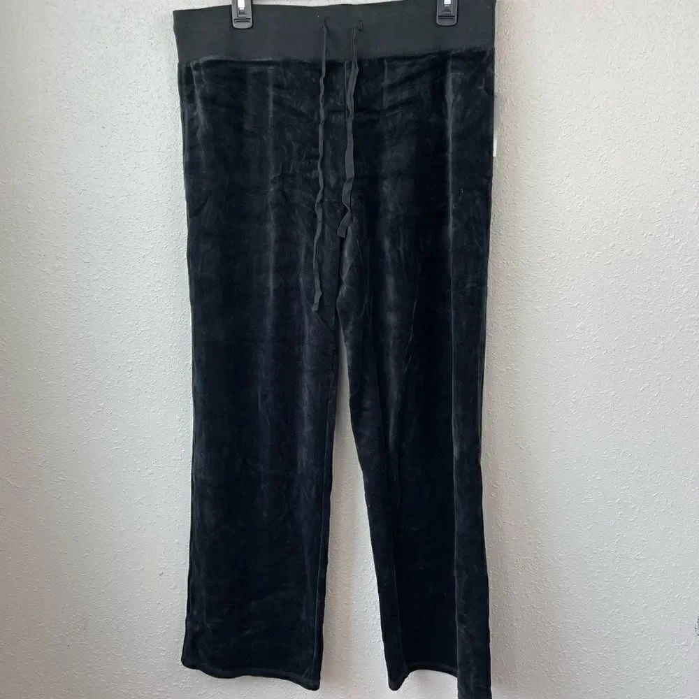 EUC PBX BASICS Womens Black Velour Sweatpants Size L